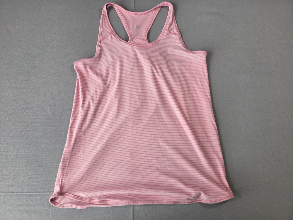 Lululemon Athletica Womens Pink Gray Striped Racerback Tank Top