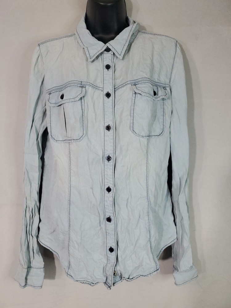 Vintage Guess Women’s Denim Jean Long Sleeve Button Up Shirt Women’s Size Large