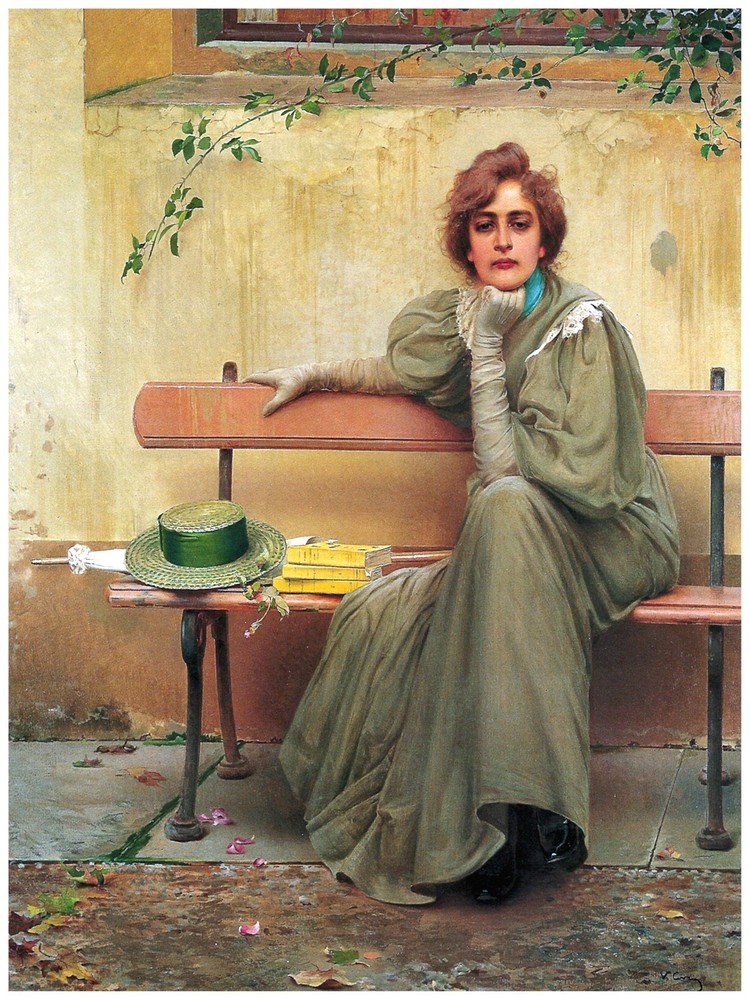 5640.Decorative Poster.Woman in green dress.Vittorio Corcos Sogni.Home decor art