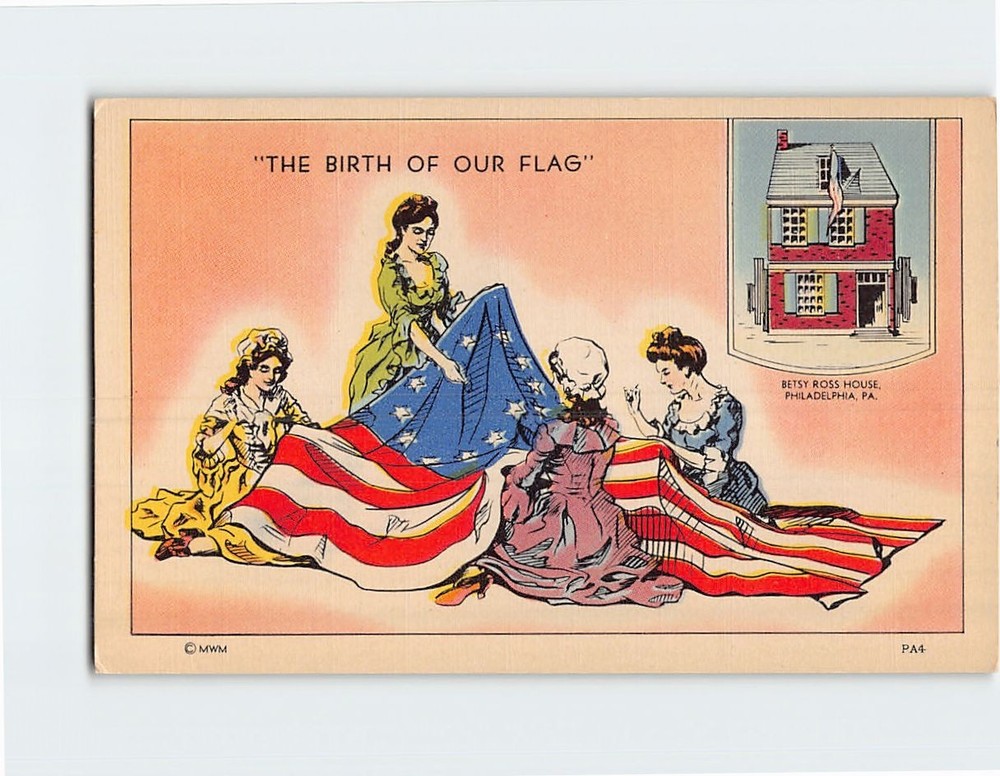 Postcard The Birth of Our Flag Betsy Ross House Philadelphia Pennsylvania USA