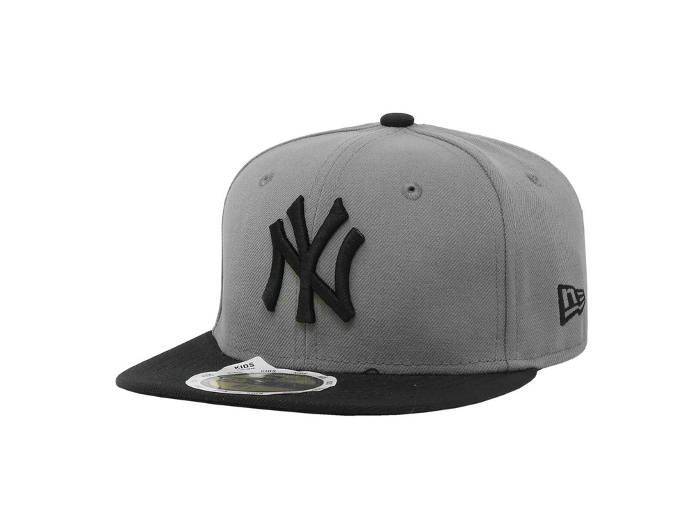 New Era 59Fifty Kids Boys Cap MLB New York Yankees Storm Gray Black Fitted Hat