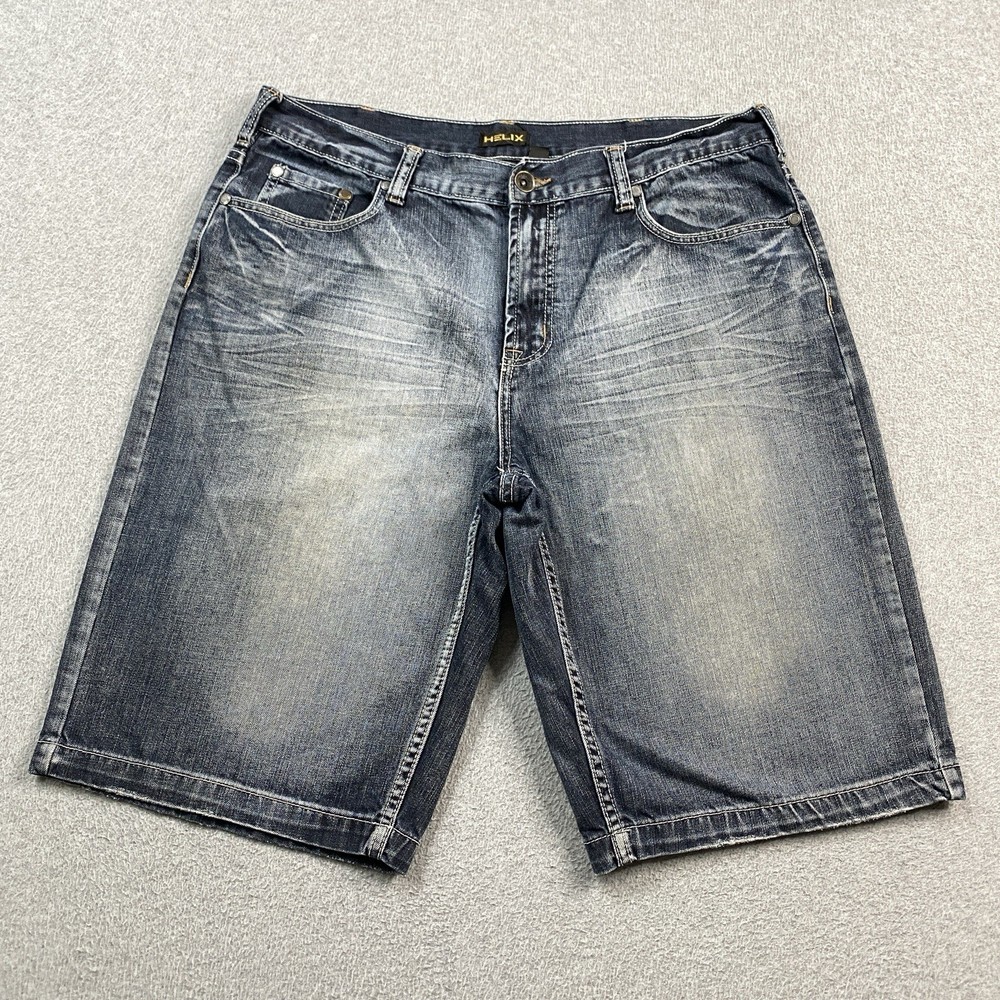 Helix Jeans Shorts Mens 38 Jorts Baggy Denim Cotton Streetwear Skater HipHop Y2K