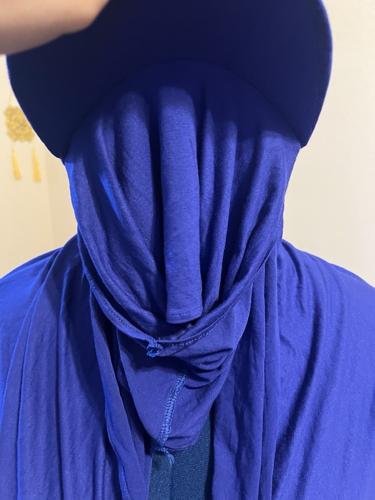 Sapphire Blue Jersey Hijab and Cap Scarf for Women