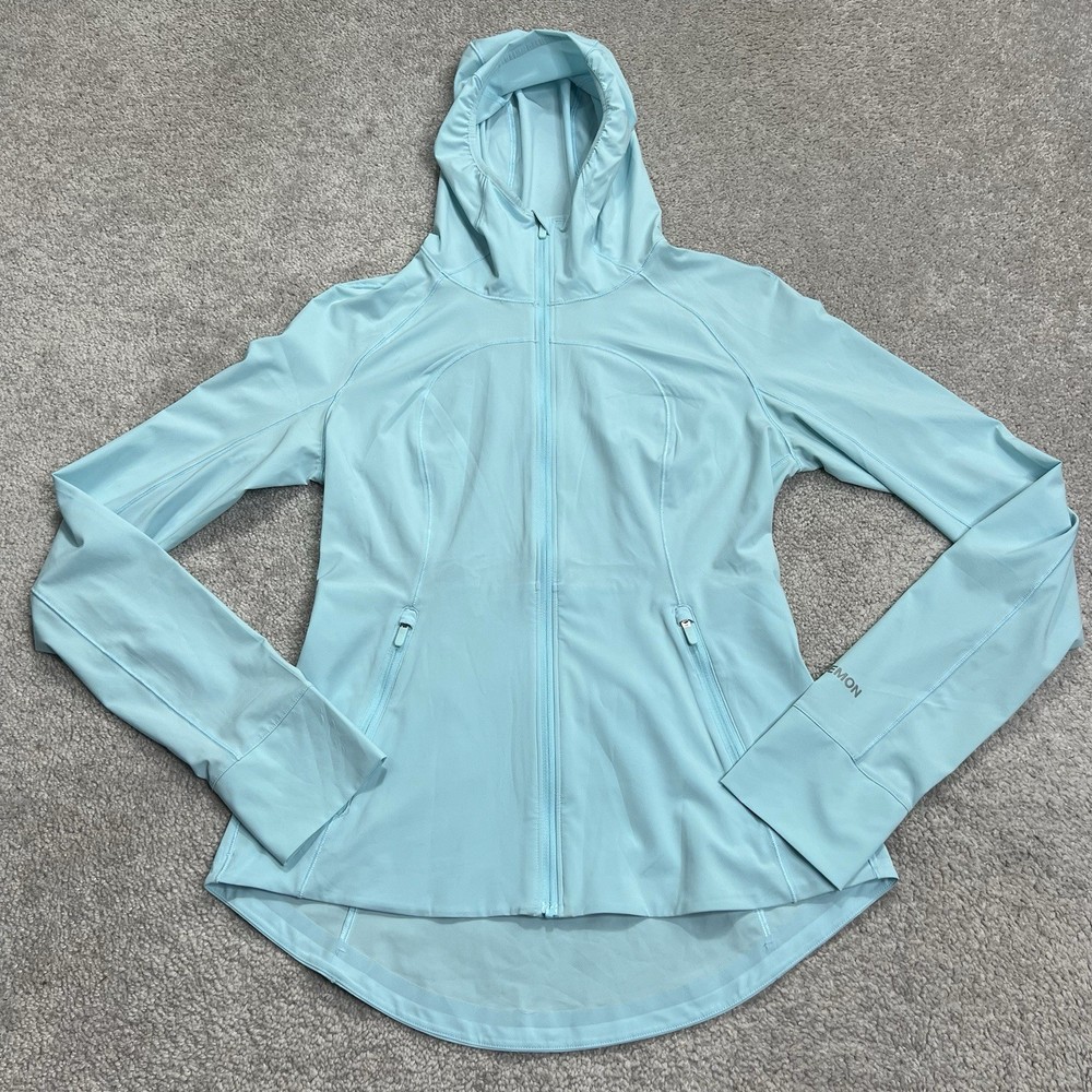 Lululemon Women's Mist Over Windbreaker Size 6 Light Blue Full Zip Hooded Jacket