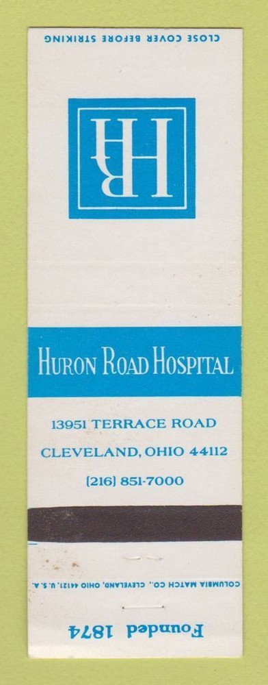 Matchbook Cover - Huron Road Hospital Cleveland OH