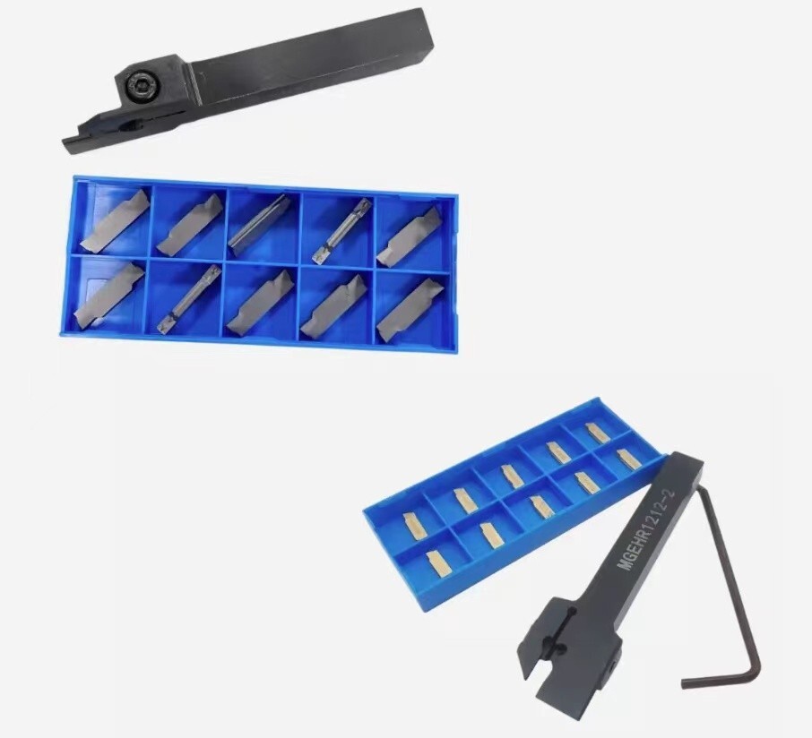 12mm Lathe Cut-Off Grooving Tool Holder+ 10pcs 2mm + 3mm Insert Blades + Wrench