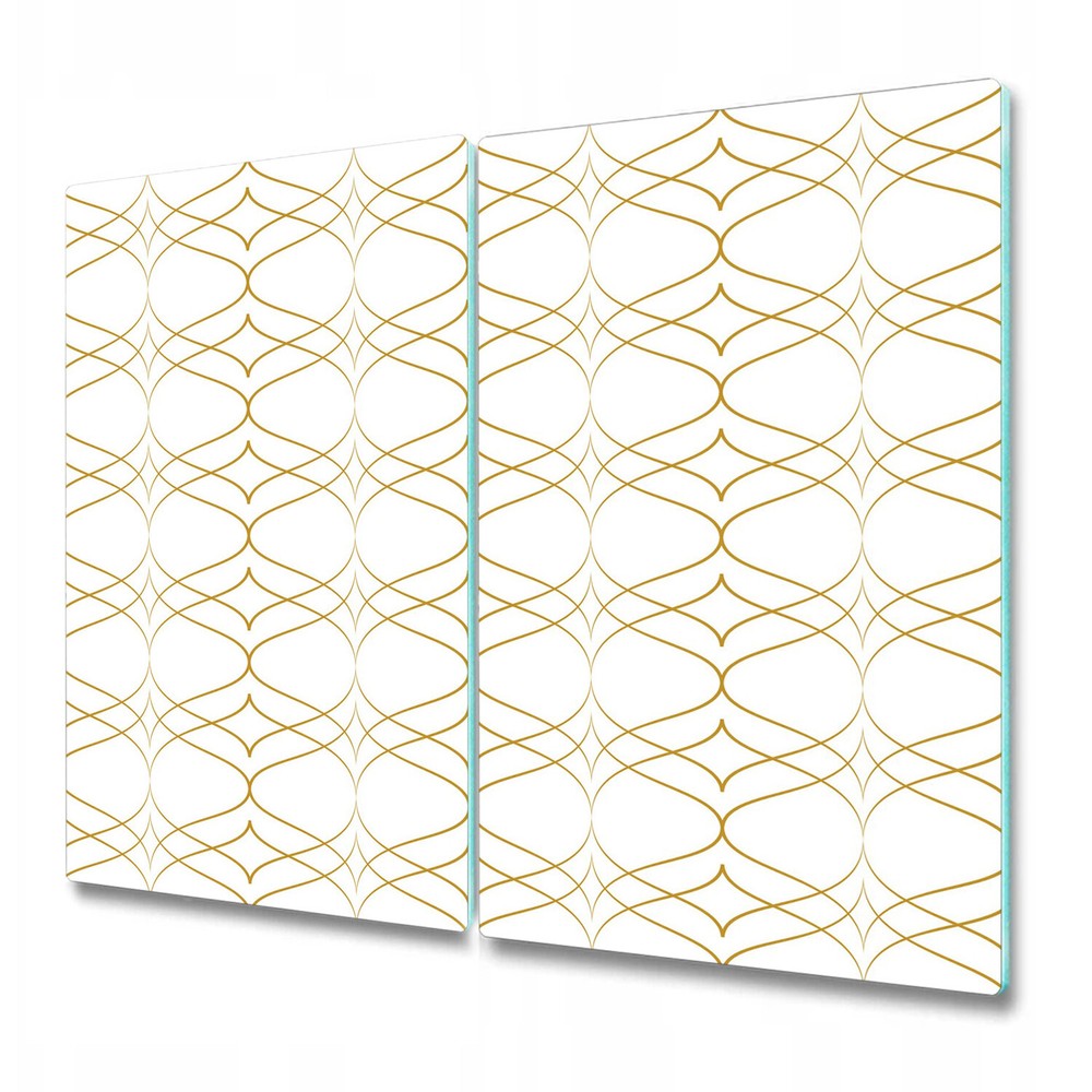 Tempered Glass Induction Ceramic Hob Cover Golden Abstraction white 2x30x52
