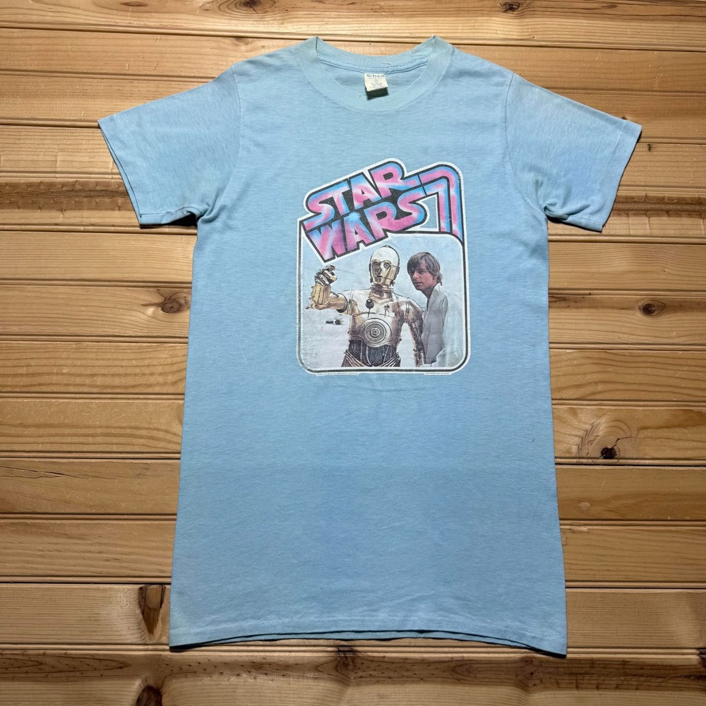 Vintage 70s 1977 Star Wars Luke Skywalker C-3PO Single Stitch T-Shirt USA Medium