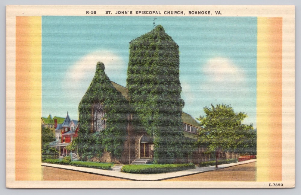 Roanoke Virginia, St John's Episcopal Church, Vintage Postcard