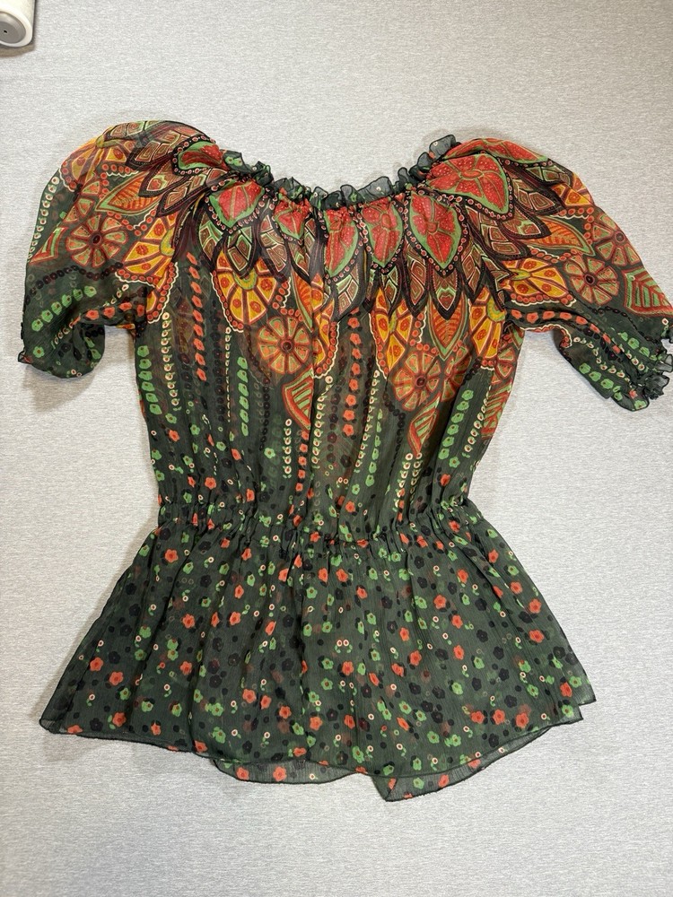 Boho Sheer Floral Blouse Whimsigoth Fairy core Ruffle