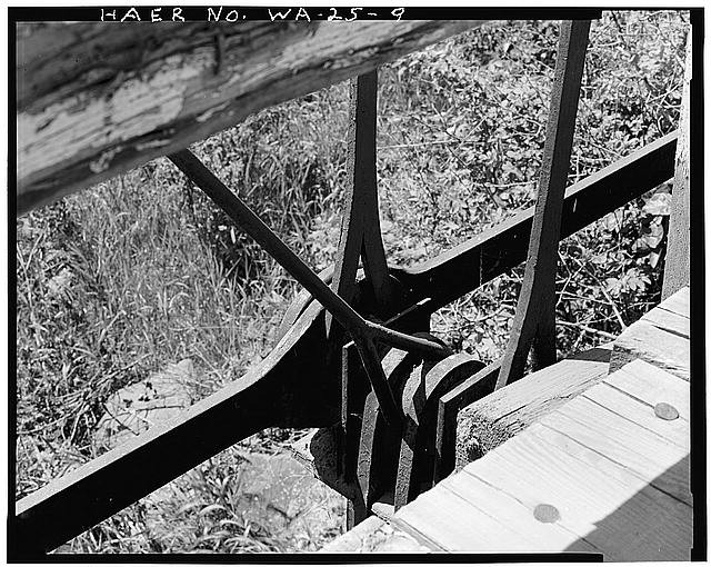 9. DETAIL VIEW CONNECTION, LOOKING DOWN FROM DECK - McClure Bridge, Spanning