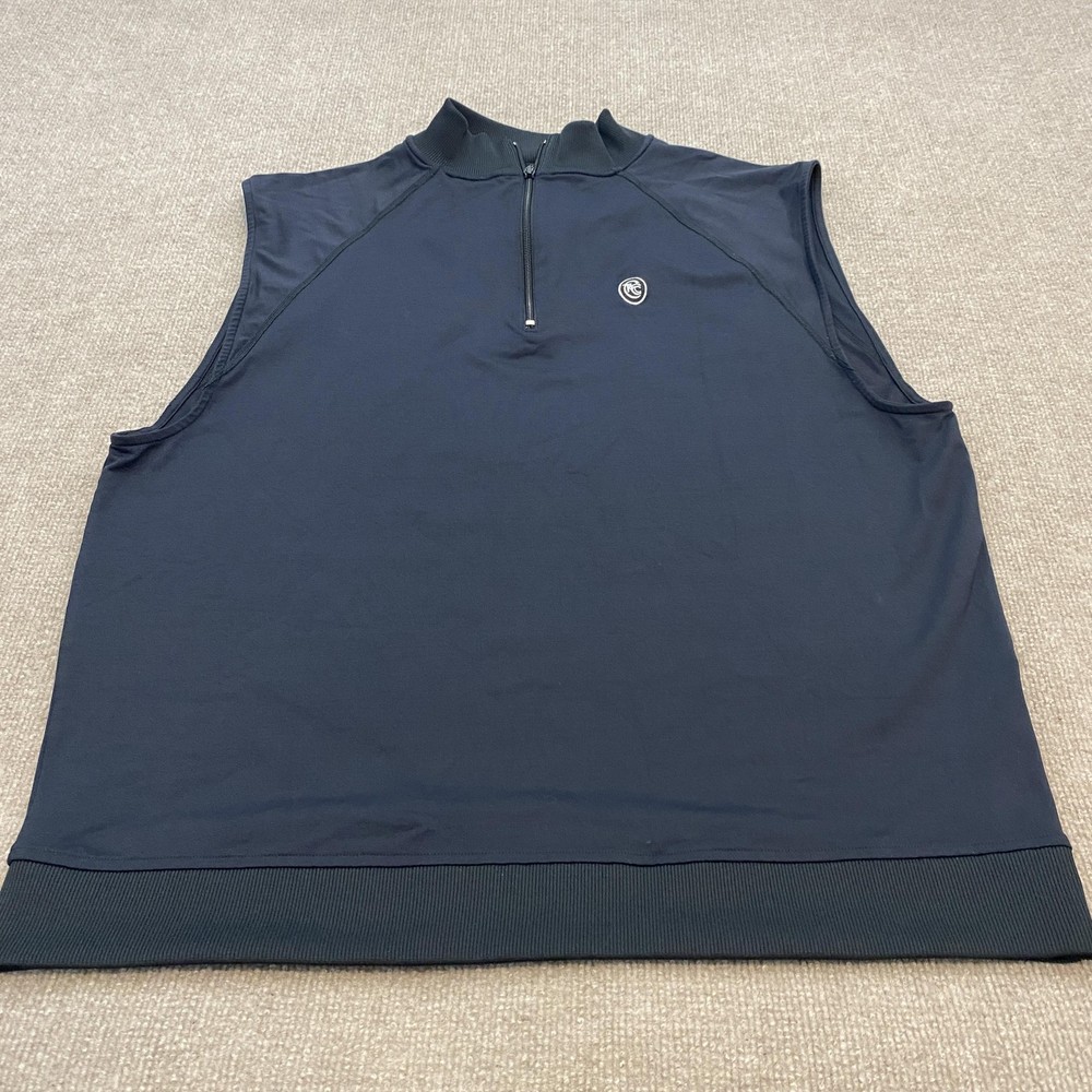 FootJoy Vest Mens XL Black Sleeveless Golf Quarter Zip Performance Pullover