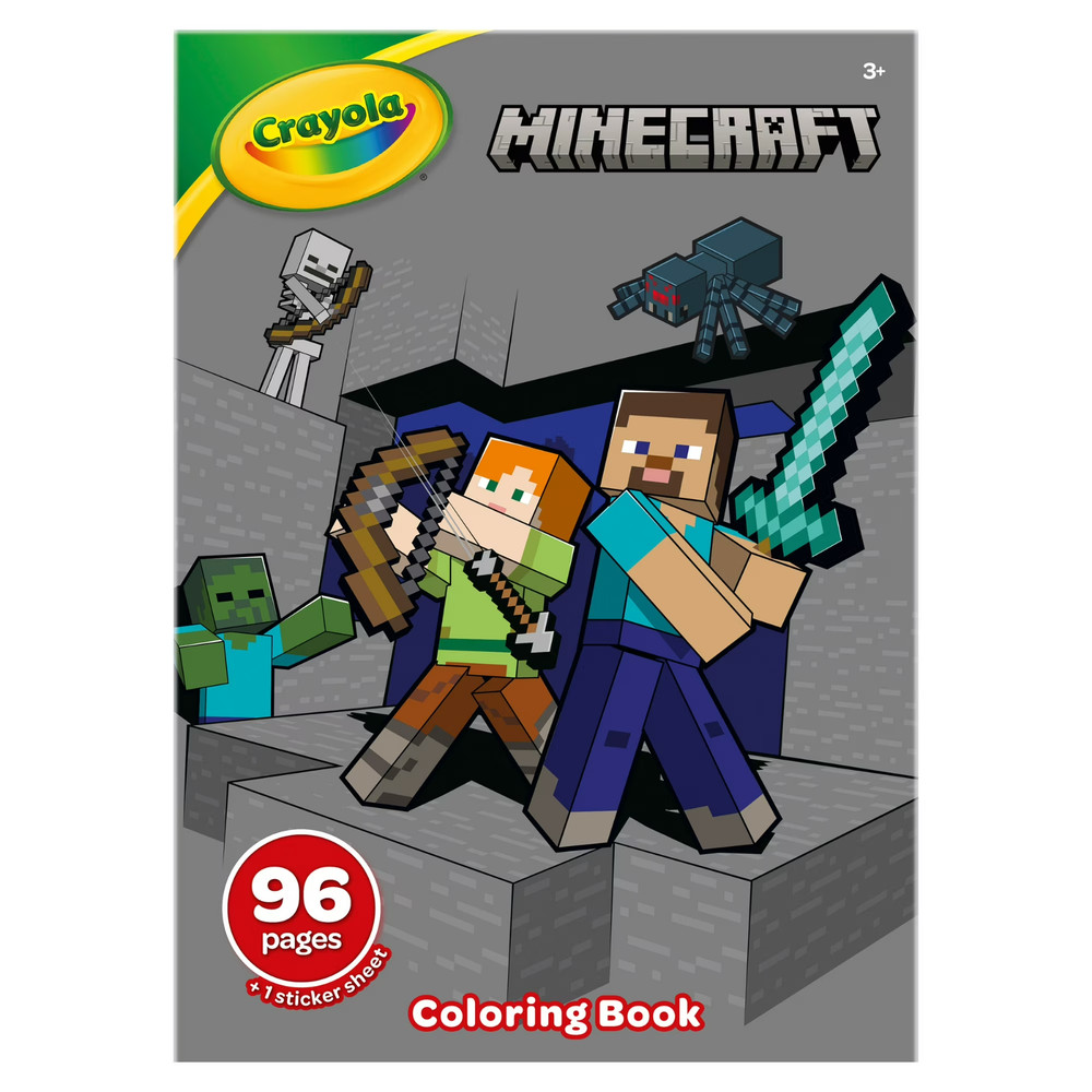 Crayola Minecraft Coloring Book with Stickers, 96 Coloring Pages, Video Game Col