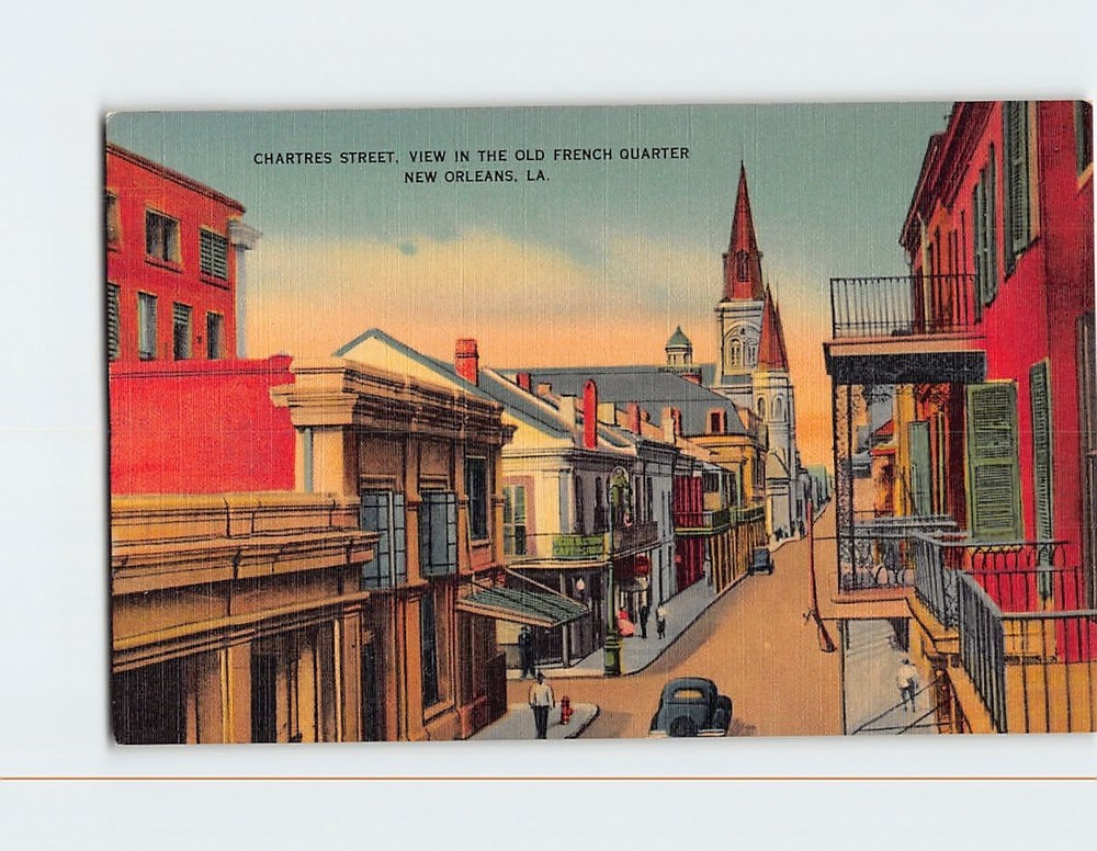 Postcard Chartres Street View in the Old French Quarter New Orleans Louisiana