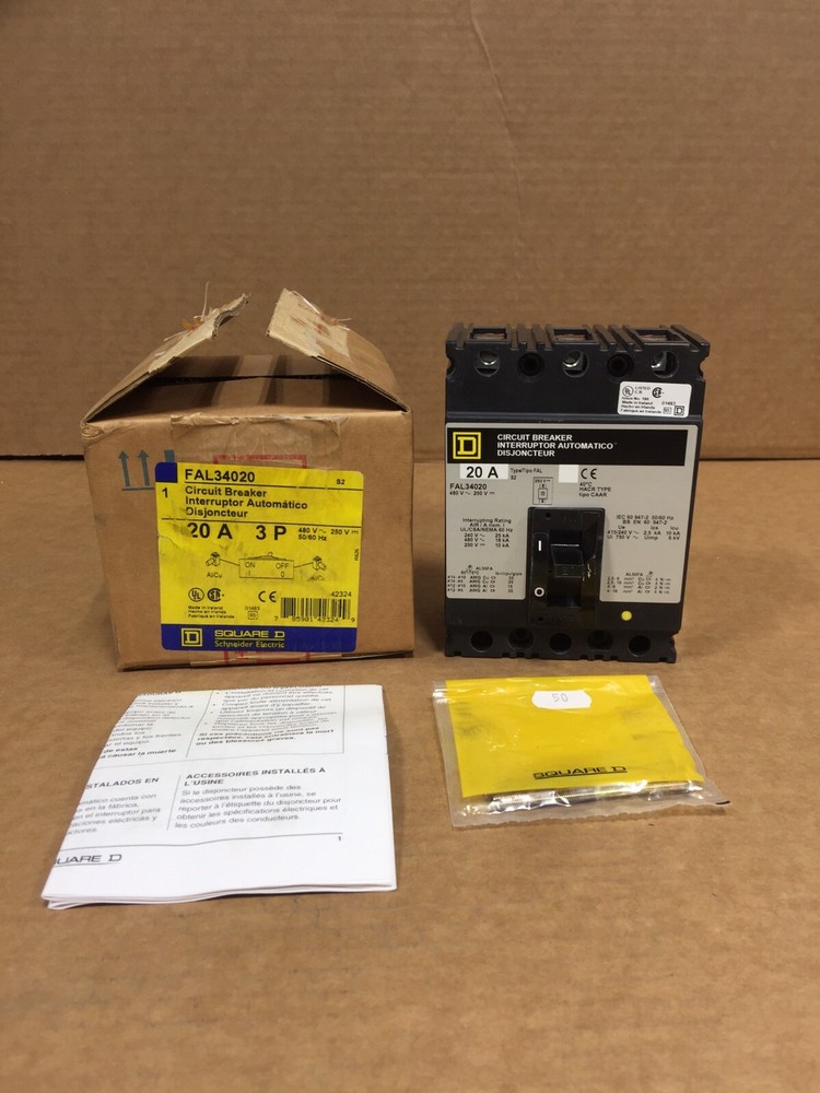 Houston Stock New Square D Fal34020 Fal 20 Amp 480V Free 2 Day Air Buy Now