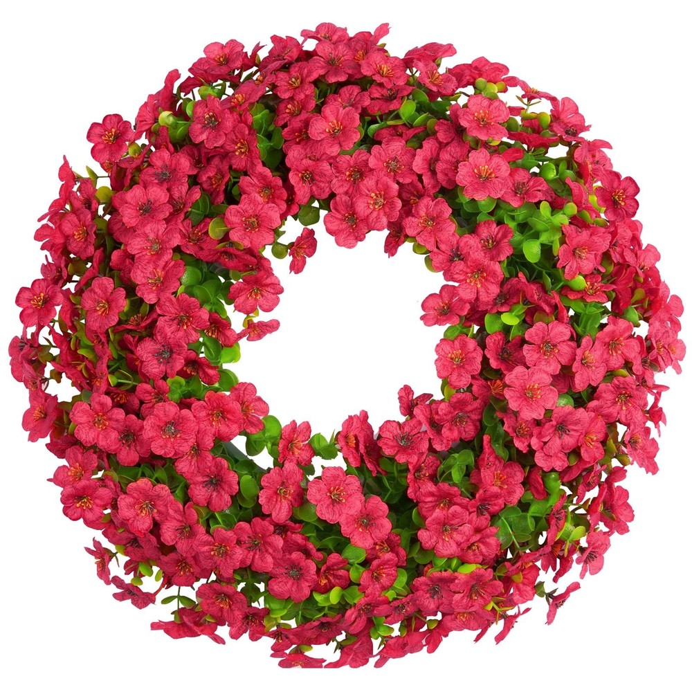 20 Inch Violet Silk Spring Summer Wreath for Front Door with Artificial Flowers