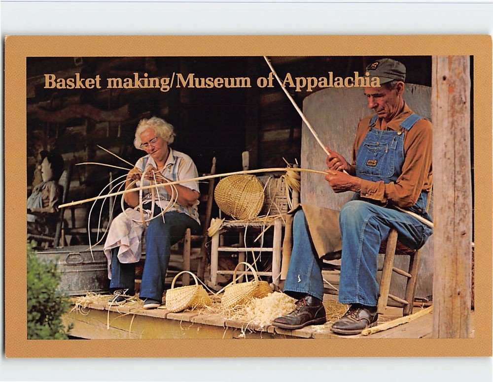 Postcard Basket making Museum of Appalachia Norris Tennessee USA
