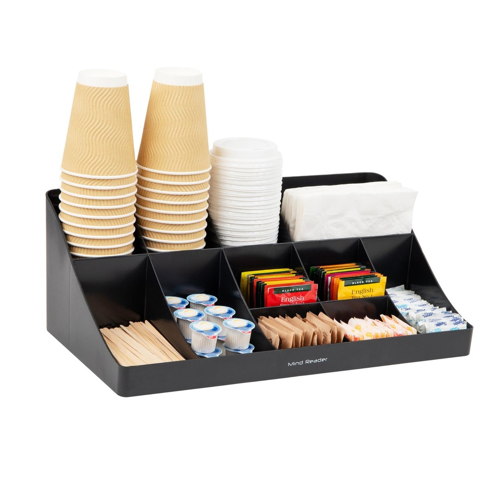 Cup and Condiment Station, Countertop Organizer, Coffee Bar, Kitchen, Stirrer...