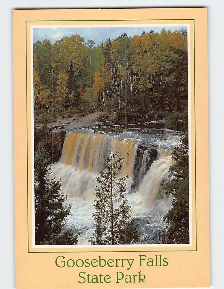 Postcard Lower falls Gooseberry Falls State Park Two Harbors Minnesota USA