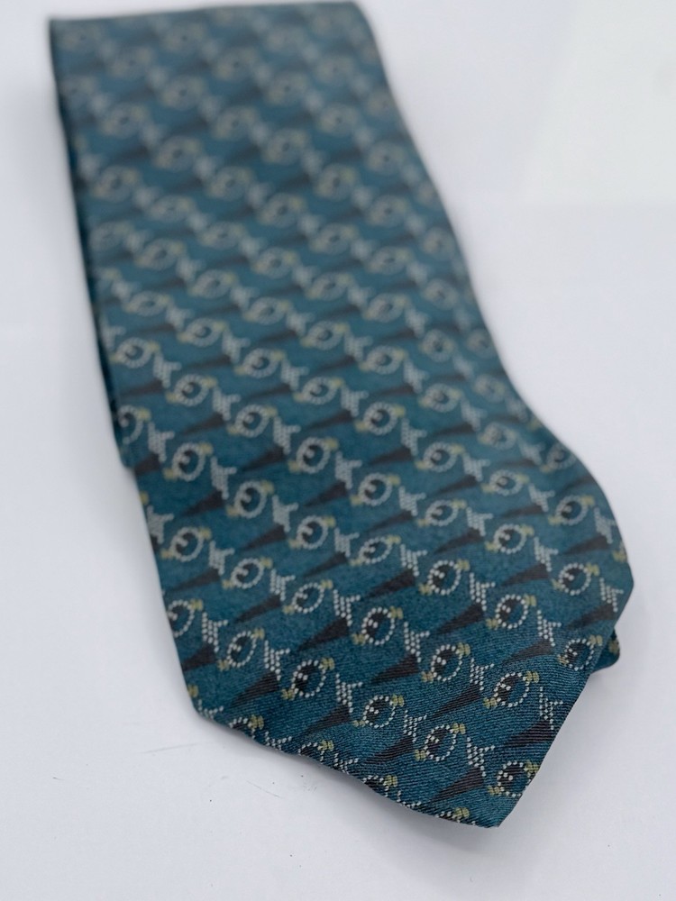 Vintage Giorgio Armani Men’s 100% Pure Silk Necktie Blue Green  Tie Cravate VTG