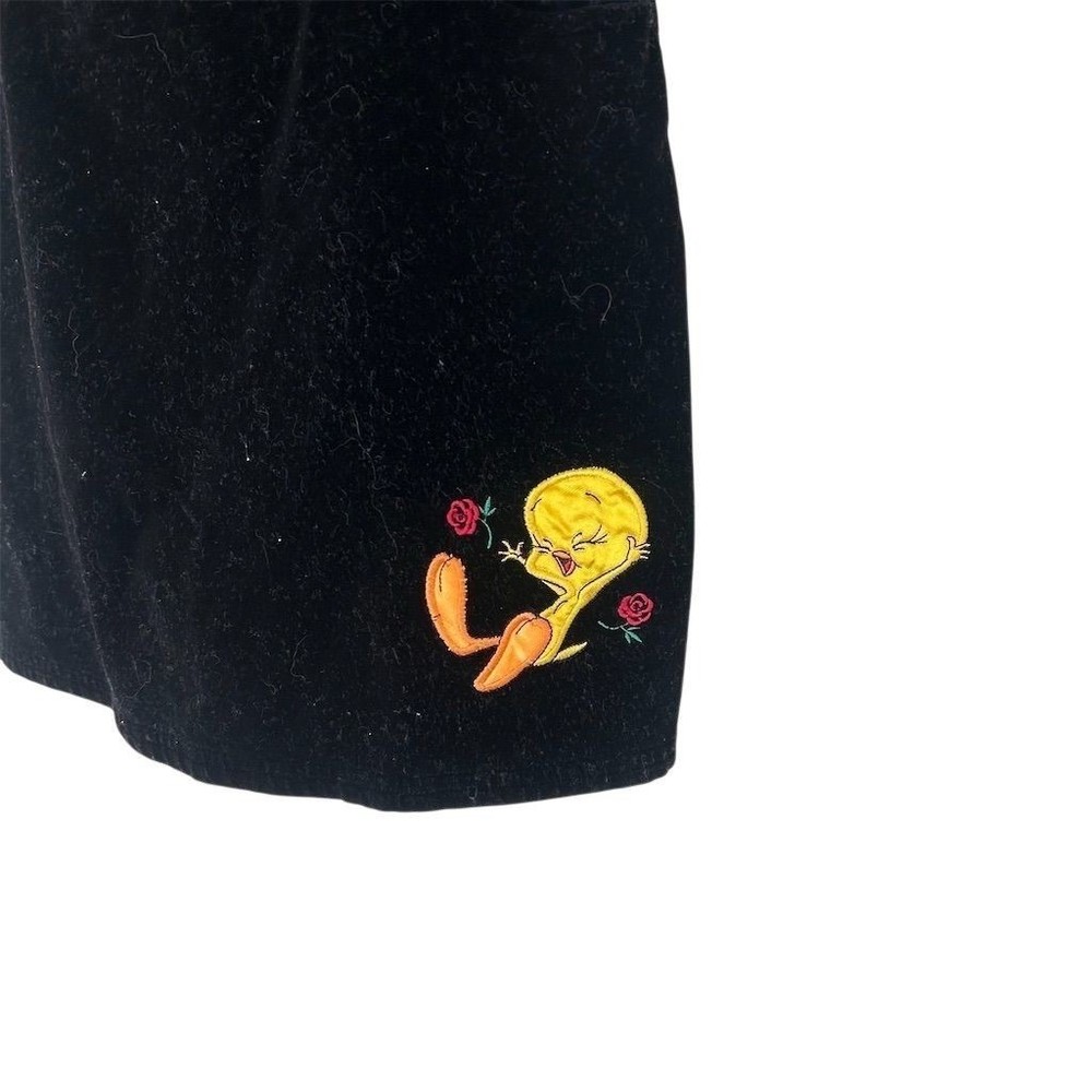 90s Tweety Bird Dress Girls 10/12 Y2K Looney Tunes VTG Jumper Velour Whimsical
