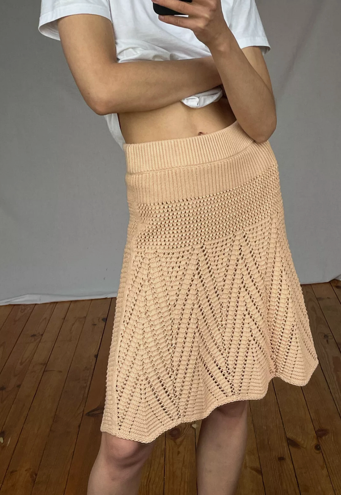 Chloe cotton knitted skirt in sandy pink - Size S