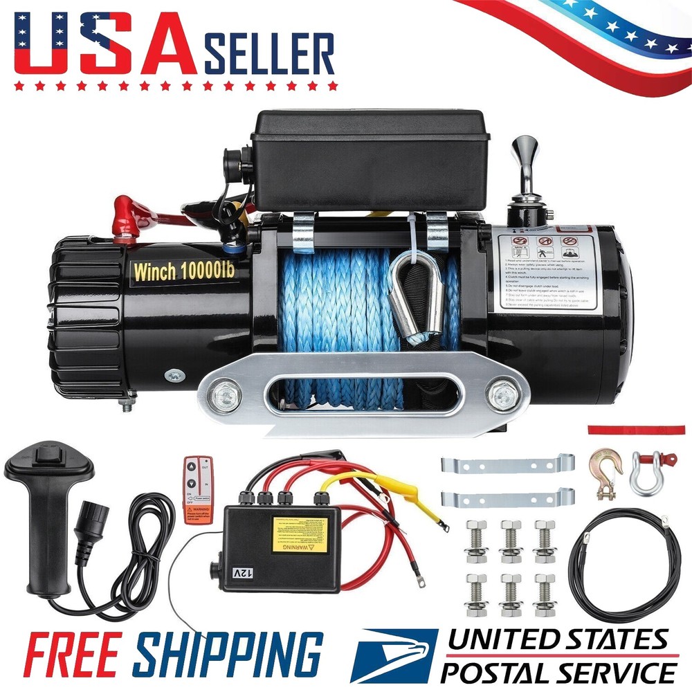 Wireless Electric Winch 10000lbs 12V Synthetic Rope Towing for Truck Trailer Car
