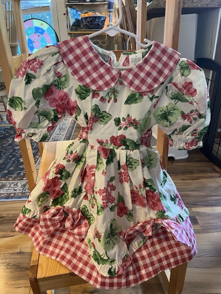 Vintage Girls Rachel’s Kids Apple Print Ruffled Dress Size 5.