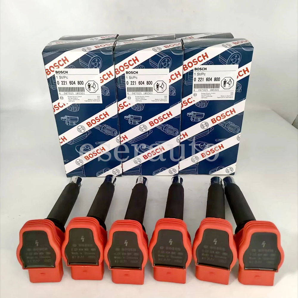 6X BOSCH Red Top Ignition Coil 0221604800 For Audi FSI A4 A5 A6 Q5 Q7 3.0 3.2