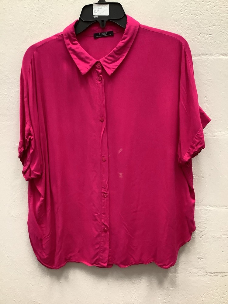 Parfois Collection Short Sleeve Pink Button Up Women Blouse Size Medium 0325-19