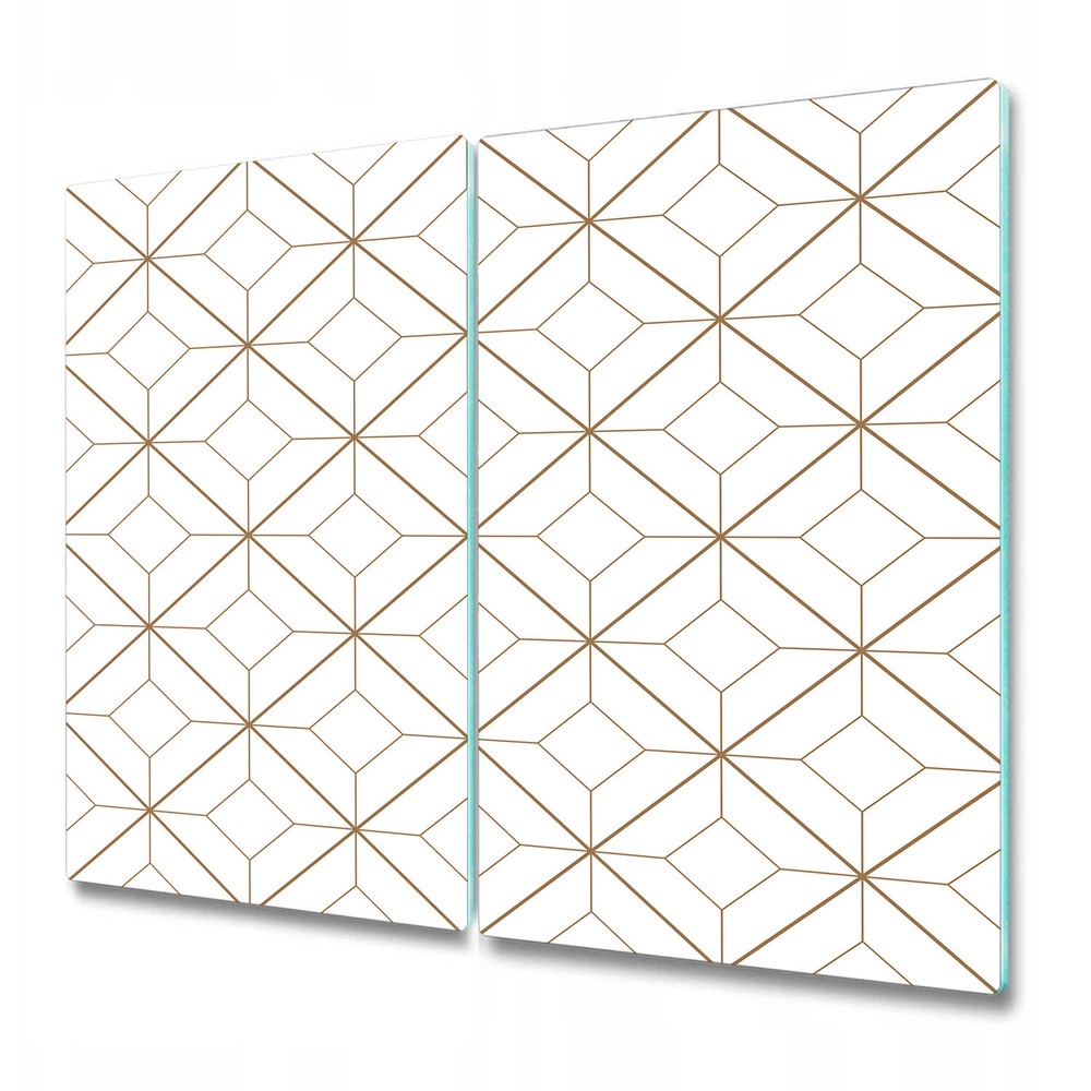 Glass Worktop Kitchen Chopping Board Geometric golden and white lines 2x30x52