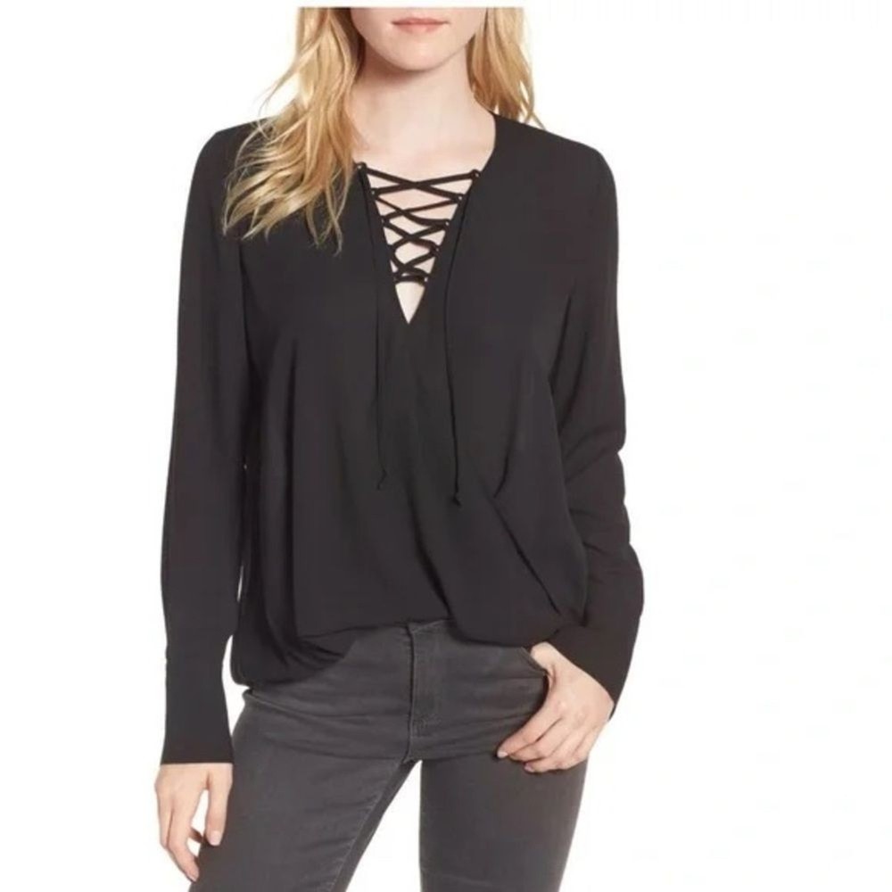 Trouvé Lace Up Wrap Top Black Small