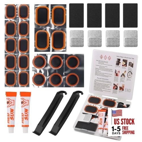 32PCS Bike Tire Repair Kit,2025 New Bike Tire Patch Kit with 3 Sizes Patches &