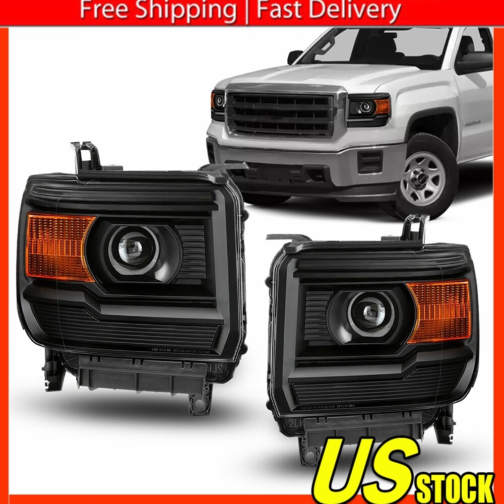 Headlights FOR GMC Sierra 1500 2014-2018 Sierra 2500 HD 3500 HD 2015-2019 Pair