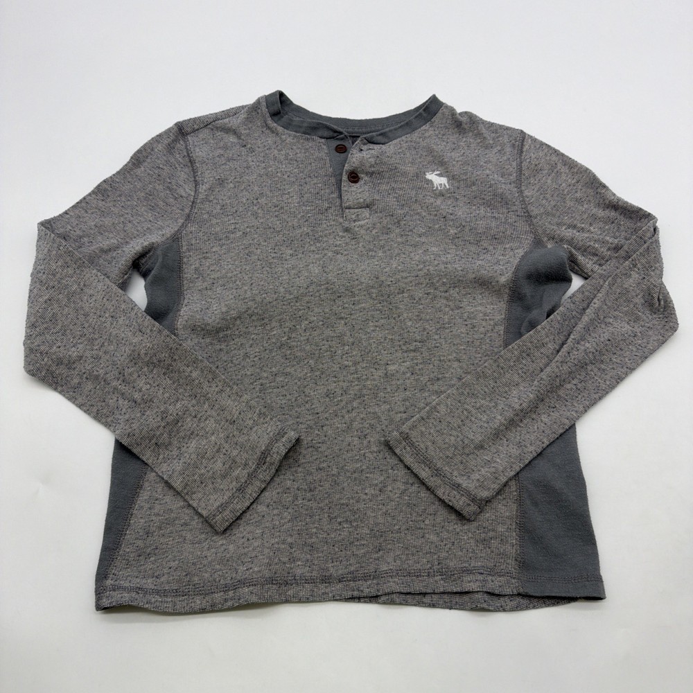 Abercrombie Kids Henley Long Sleeve Shirt Youth Boys 11/12 Y Gray .#44774