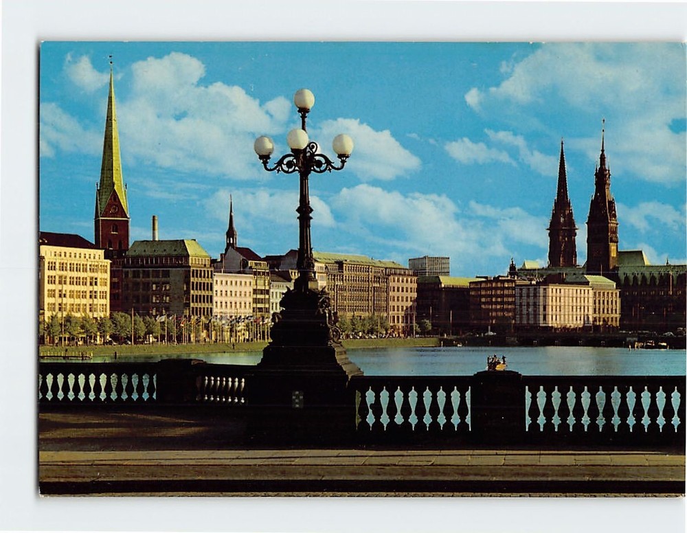 Postcard View of the City from Lombardsbrücke Hamburg Germany