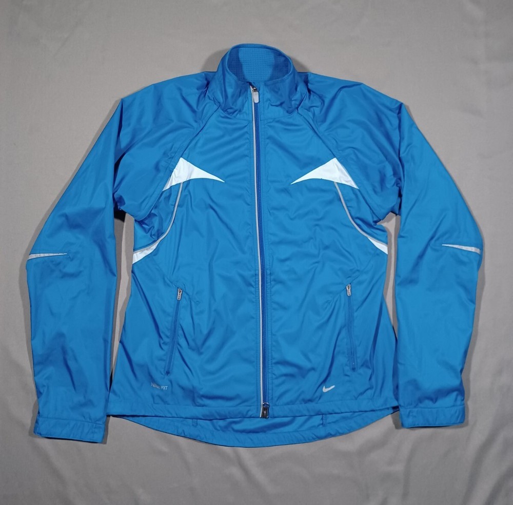 NIKE Jacket Womens M Blue Vented Mesh Lined Full Zip Running