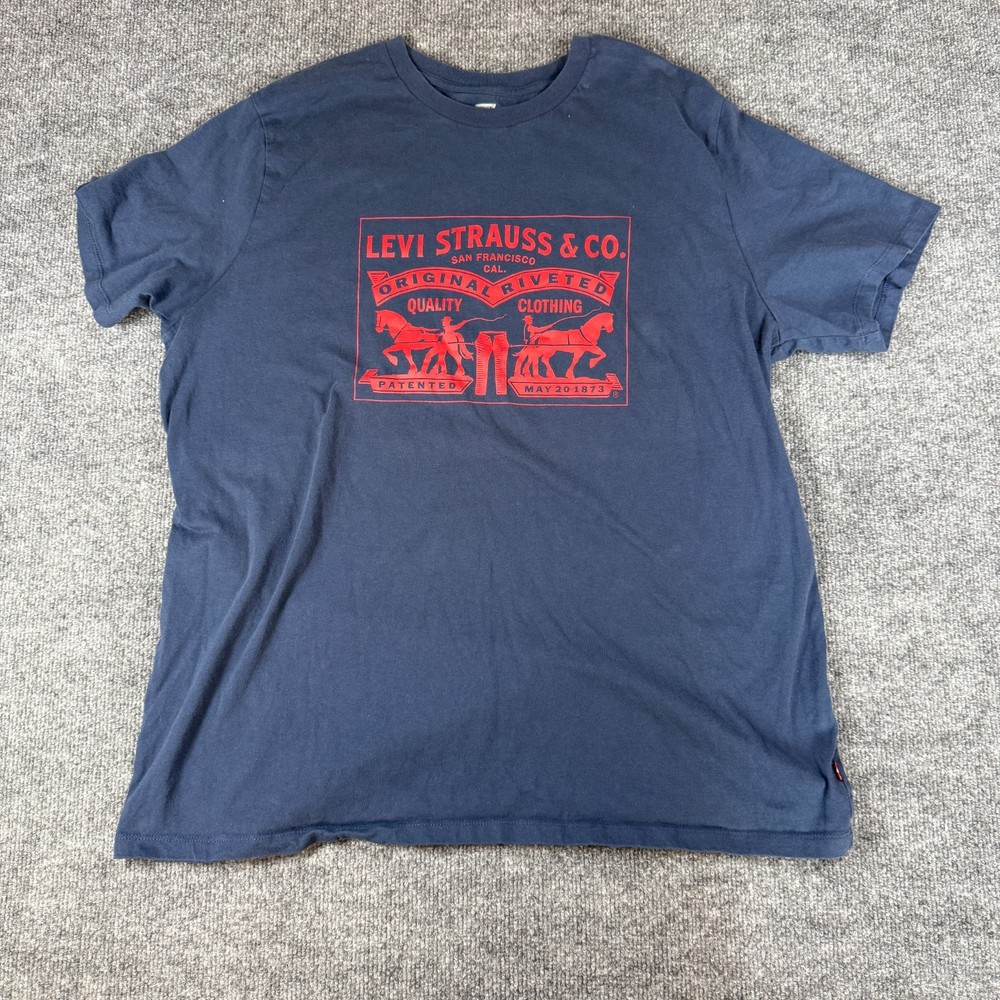 Levi's Blue Graphic Logo Men's XXL Regular Fit Jersey Cotton Crew Neck T-Shirt