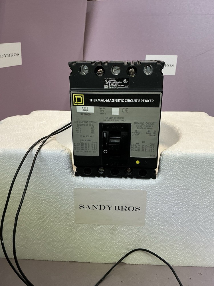 Square D FAL34050 50 Amp 3 Pole 480 Volt Circuit Breaker With Shunt Trip