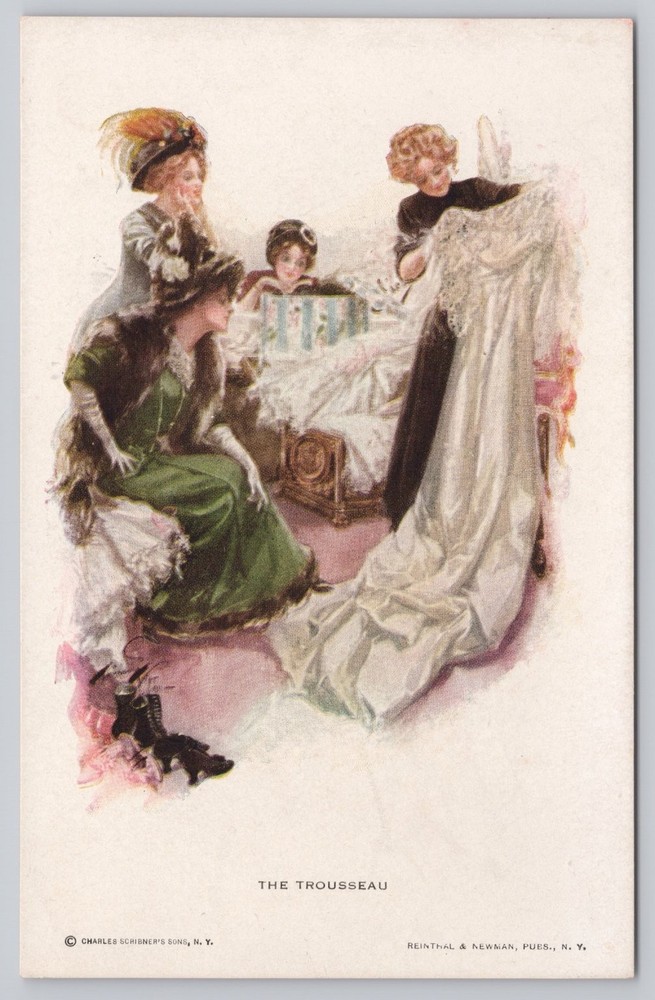 Edwardian Ladies The Trousseau Illustration Postcard Reinthal & Newman 1900s