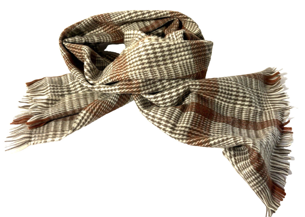 SCARF Vintage Wool Brown Houndstooth Scarf Classic dress mens