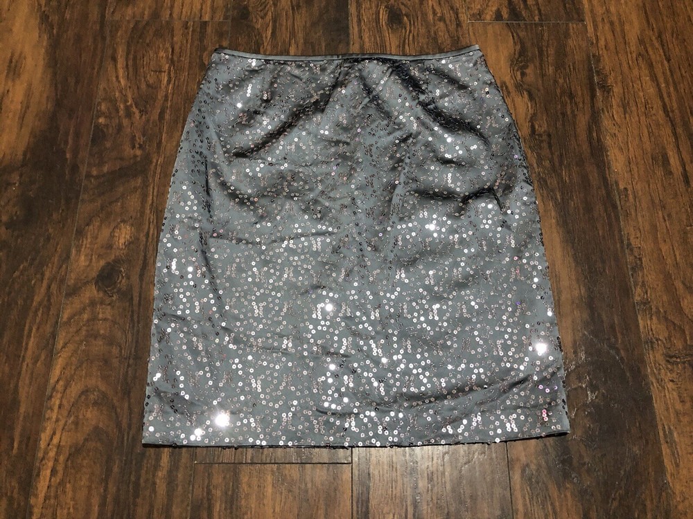Alex Marie Women's Gray Embroidered Sequin Pencil Skirt Size 12