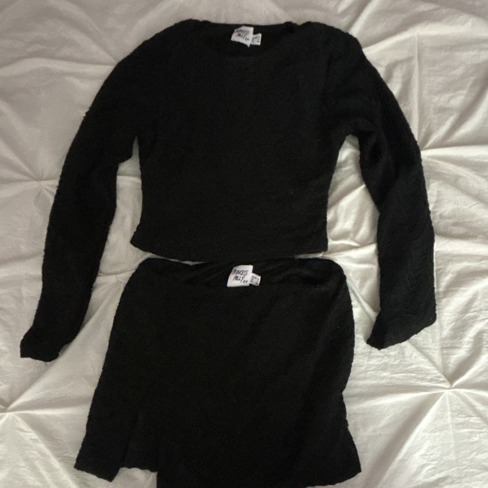 Princess Polly Black Long Sleeve Top & Skirt Set AU/UK 8 US 4 EU 36 Women