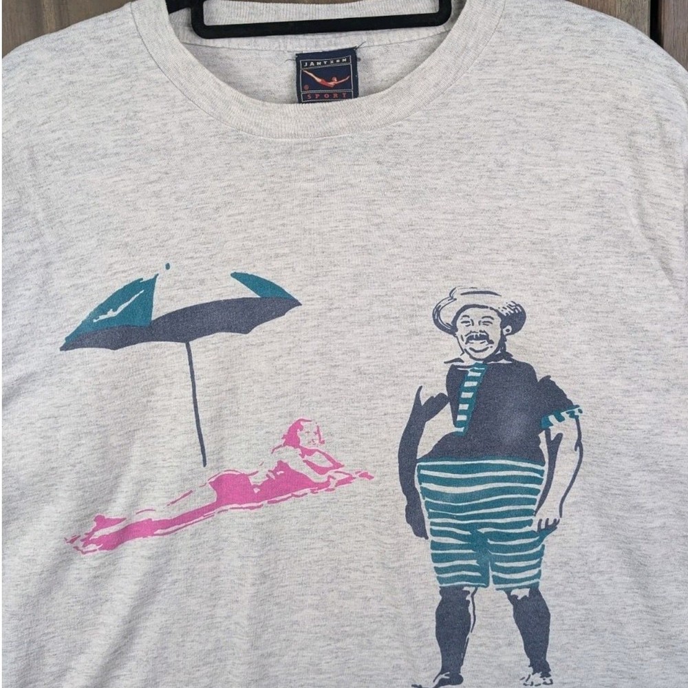 Jantzen Sport Vintage 90s Swimwear Surf Art Colorful Promo Funny T-shirt Large
