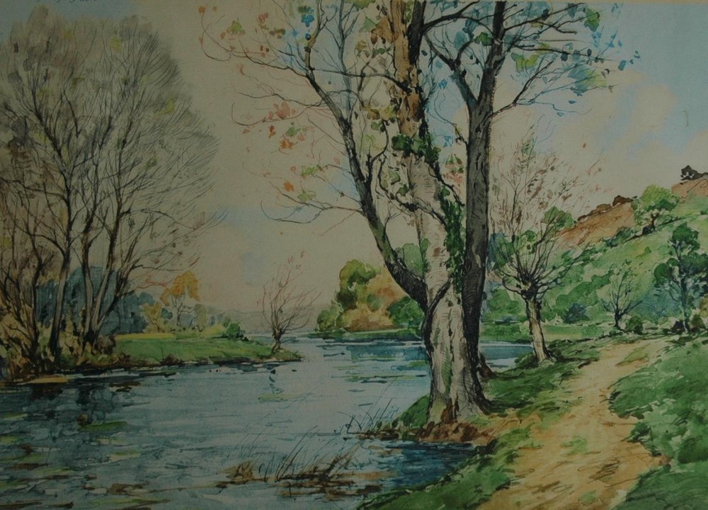 Beautiful Vintage Colored Etching by Paul Emil Lecomte - Paris Etching Society