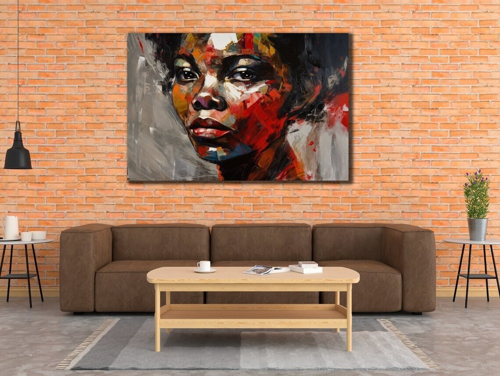 Abstract Woman Face Vibrant Painting Wall Art Canvas Unframed Print Art