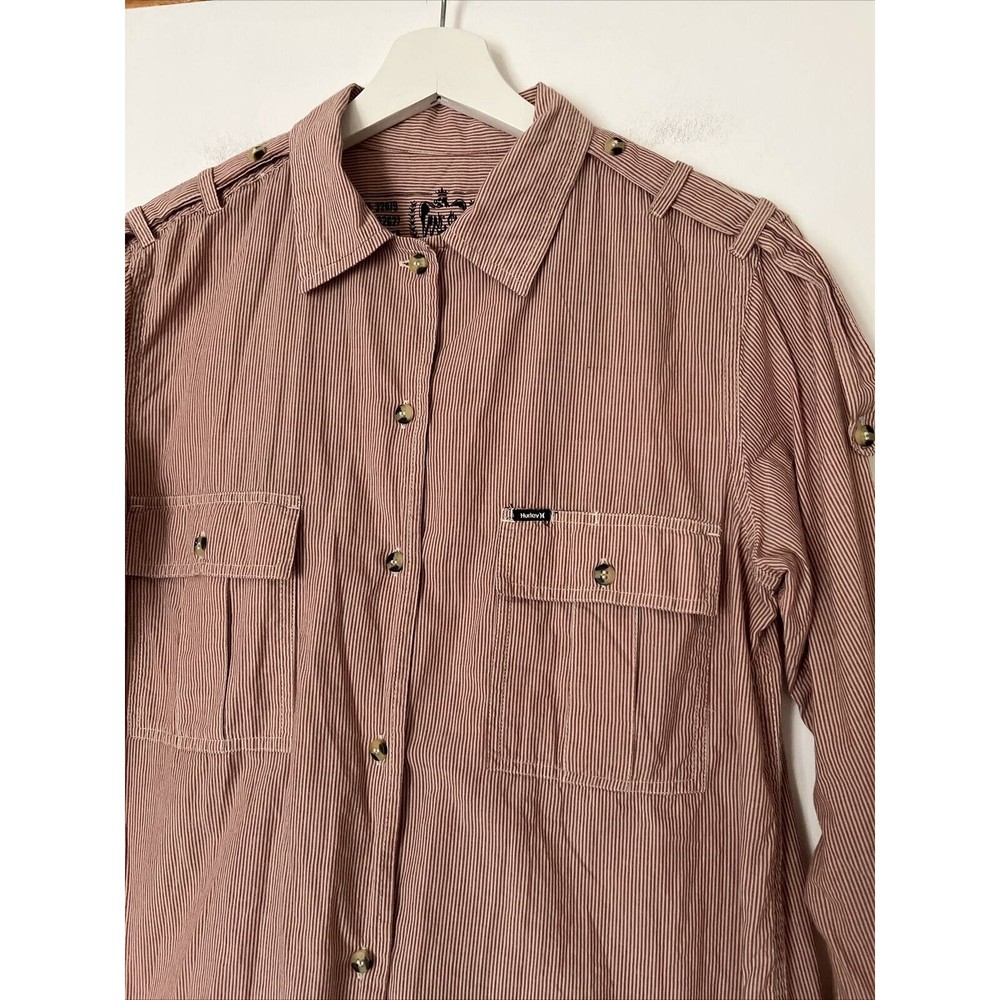 Hurley Ex Boyfriend Fit Long Sleeve Button Down Shirt 100% Cotton Women’s Medium
