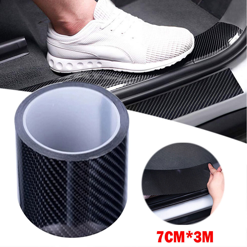 5D Carbon Fiber Car Door Sill Guard Step Protector Vinyl 300cm