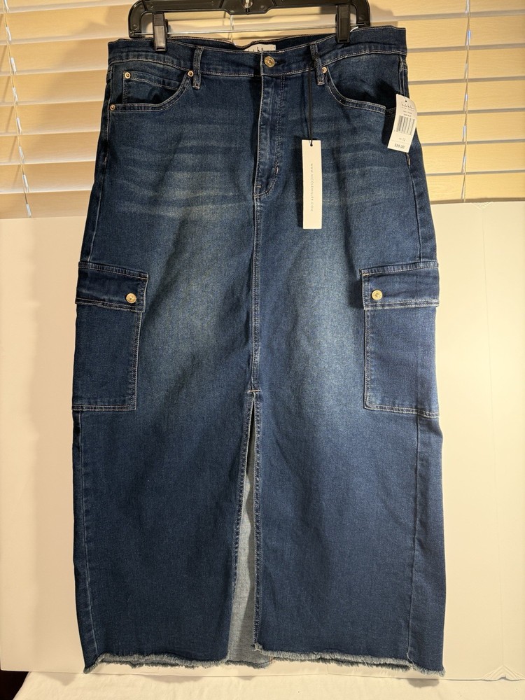 Women's Denim Skirt Blue, Long, Modest, Stretch, Size 12