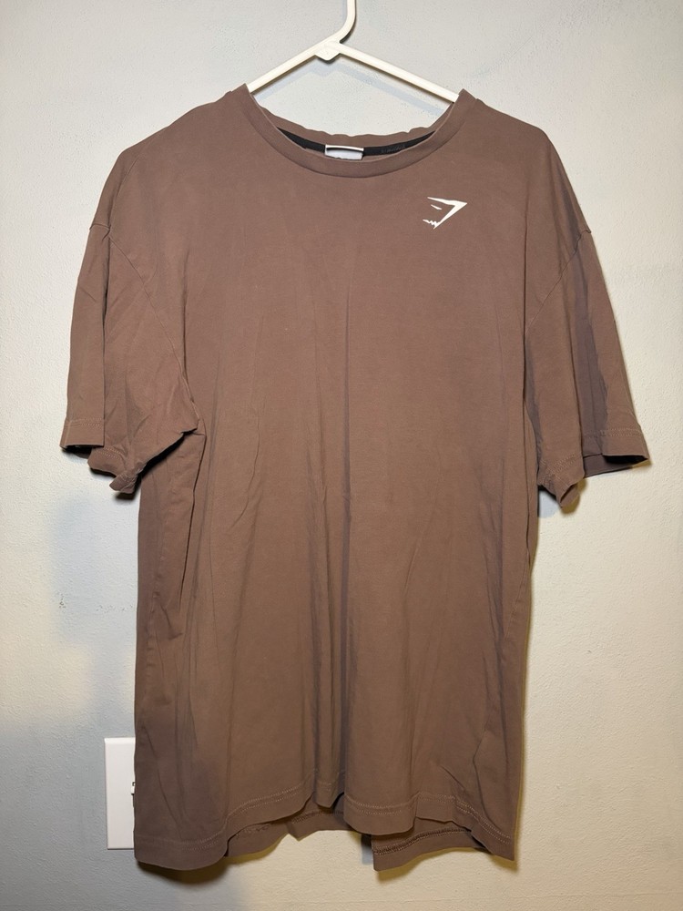 Gymshark Shirt Mens Medium Brown Short Sleeve Athletic Training Gym Oversized